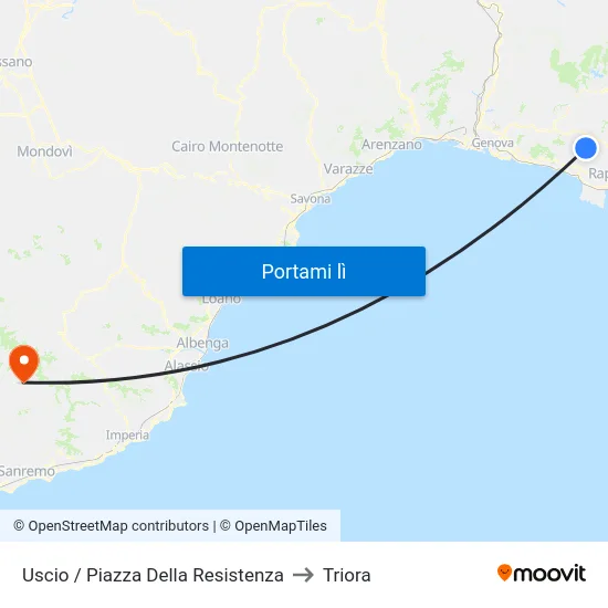 Uscio / Piazza Della Resistenza to Triora map