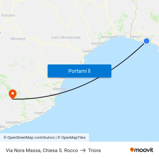 Via Nora Massa, Chiesa S. Rocco to Triora map