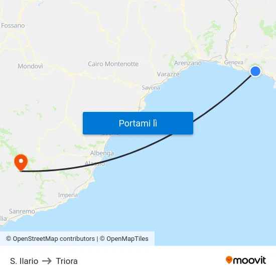 S. Ilario to Triora map