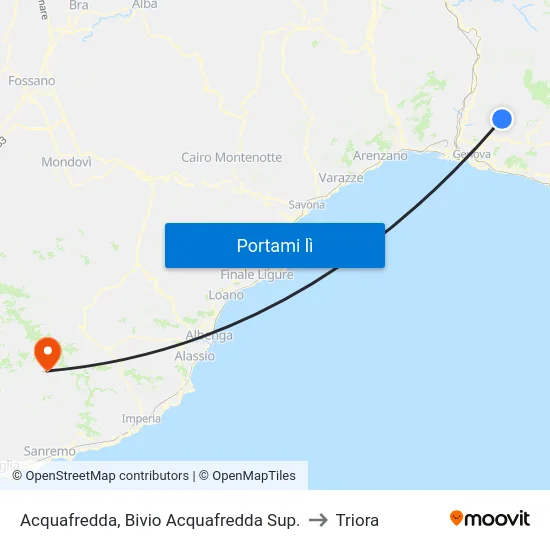 Acquafredda, Bivio Acquafredda Sup. to Triora map