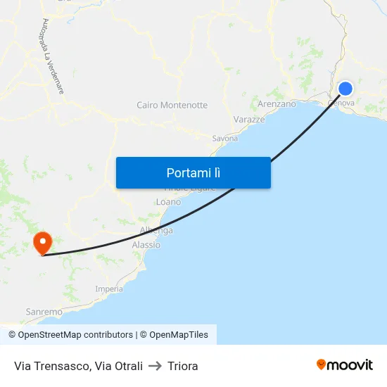 Via Trensasco, Via Otrali to Triora map