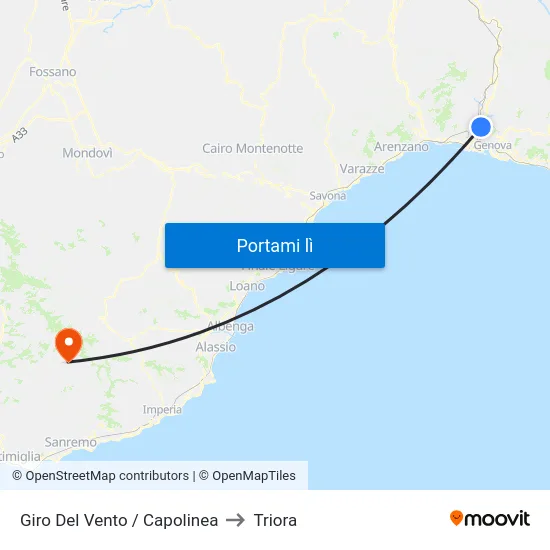 Giro Del Vento / Capolinea to Triora map