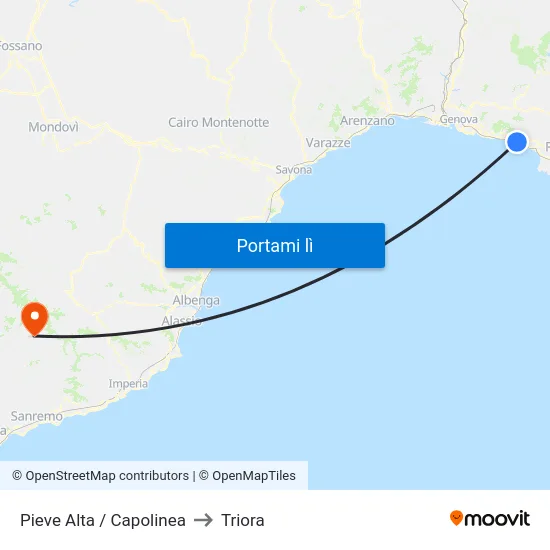 Pieve Alta / Capolinea to Triora map