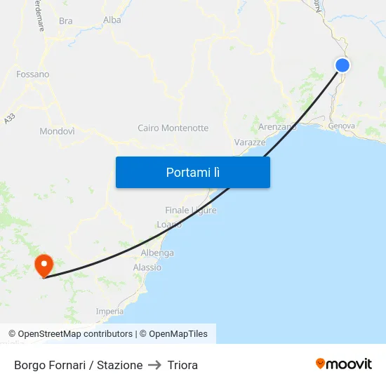 Borgo Fornari / Stazione to Triora map