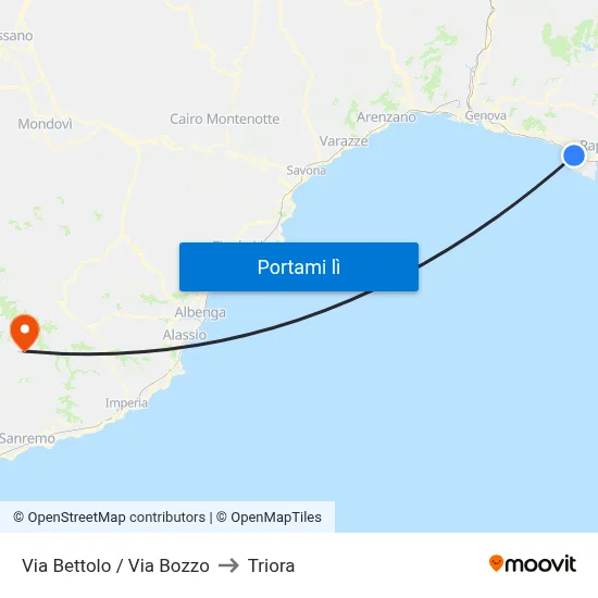 Via Bettolo / Via Bozzo to Triora map