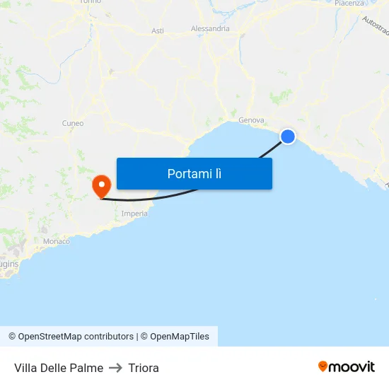 Villa Delle Palme to Triora map