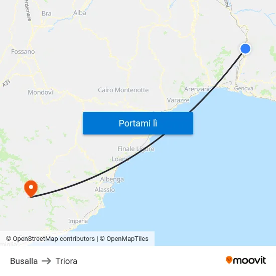 Busalla to Triora map