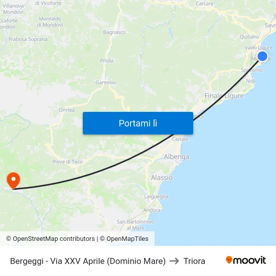Bergeggi - Via XXV Aprile (Dominio Mare) to Triora map