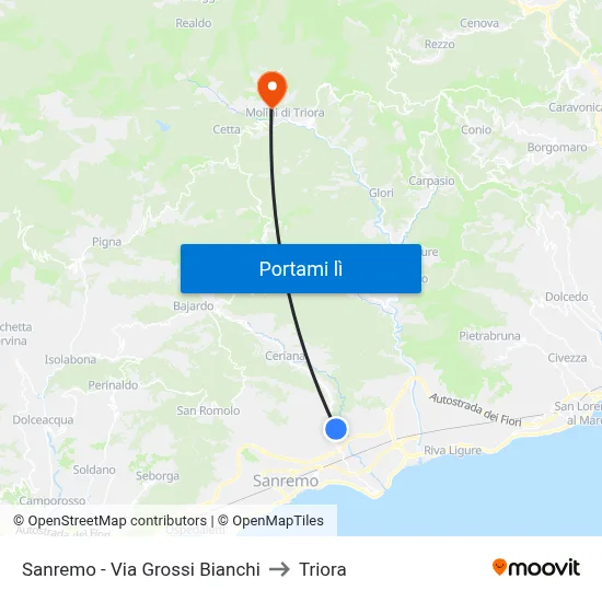 Sanremo - Via Grossi Bianchi to Triora map