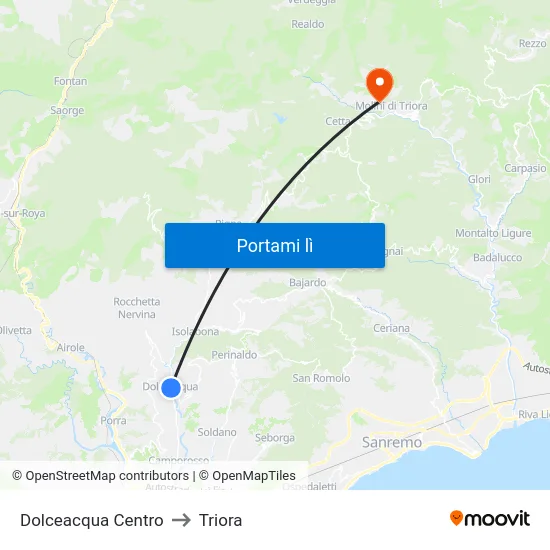 Dolceacqua Centro to Triora map