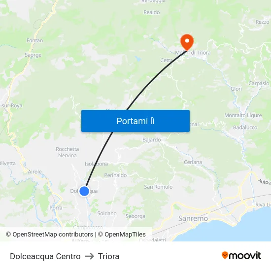 Dolceacqua Centro to Triora map