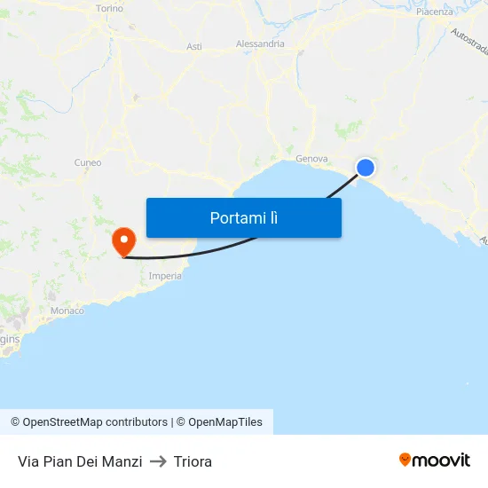 Via Pian Dei Manzi to Triora map