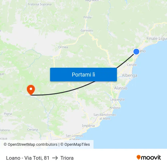 Loano - Via Toti, 81 to Triora map