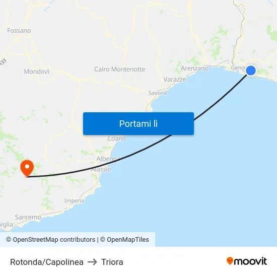 Rotonda/Capolinea to Triora map