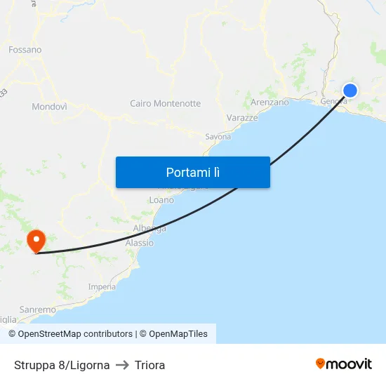 Struppa 8/Ligorna to Triora map