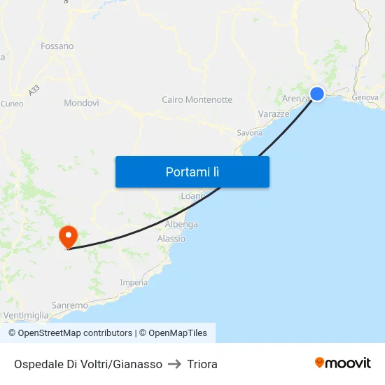 Ospedale Di Voltri/Gianasso to Triora map