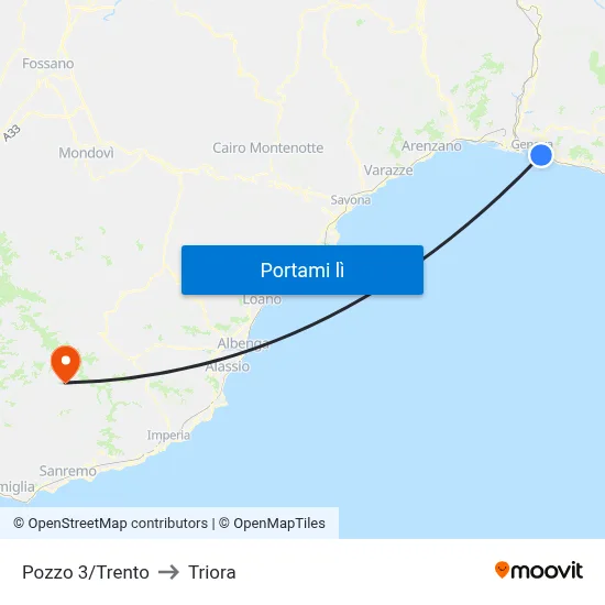 Pozzo 3/Trento to Triora map