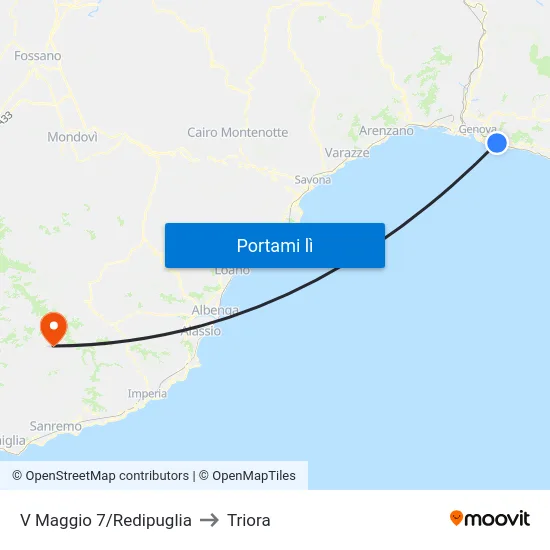 V Maggio 7/Redipuglia to Triora map