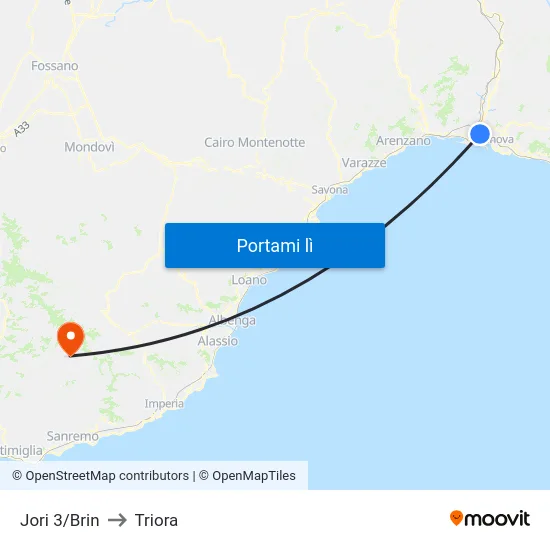 Jori 3/Brin to Triora map