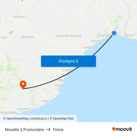 Novella 2/Funicolare to Triora map