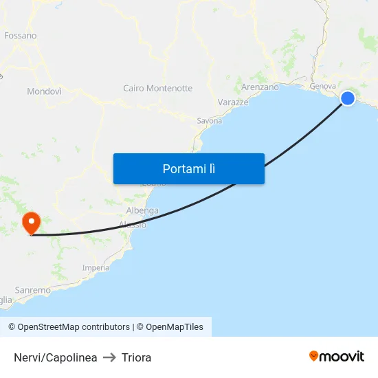 Nervi/Capolinea to Triora map