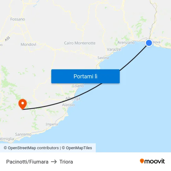 Pacinotti/Fiumara to Triora map