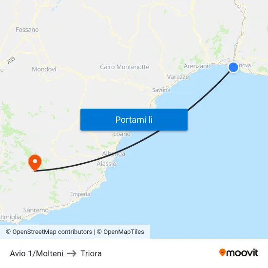 Avio 1/Molteni to Triora map