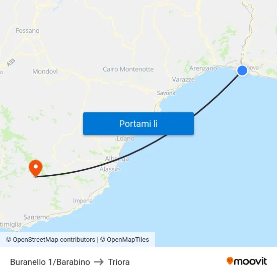 Buranello 1/Barabino to Triora map