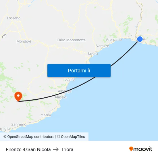 Firenze 4/San Nicola to Triora map