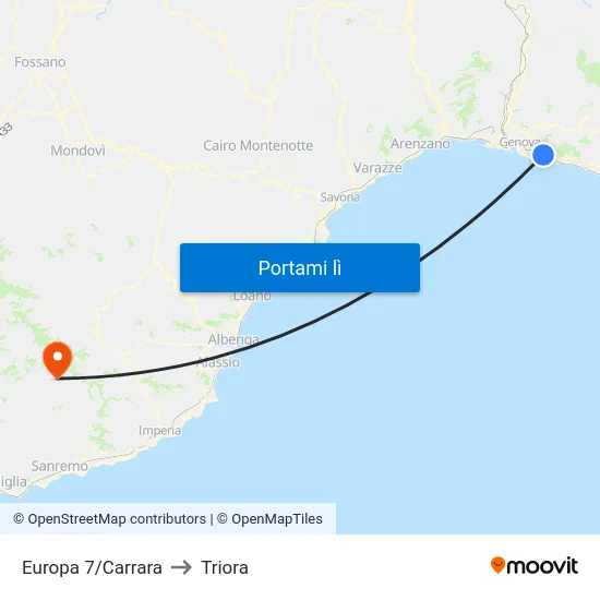 Europa 7/Carrara to Triora map