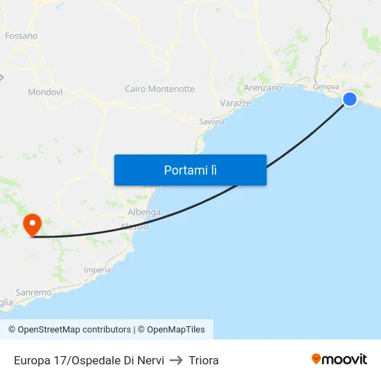 Europa 17/Ospedale Di Nervi to Triora map