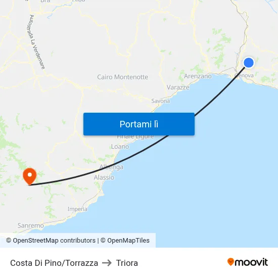 Costa Di Pino/Torrazza to Triora map