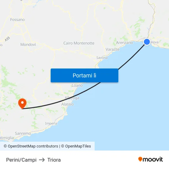 Perini/Campi to Triora map