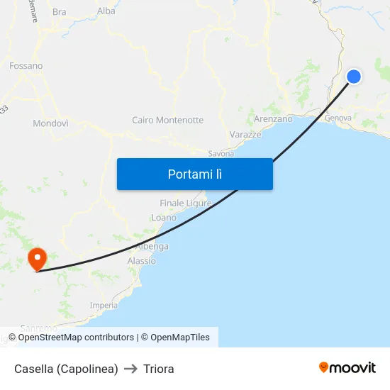 Casella (Capolinea) to Triora map