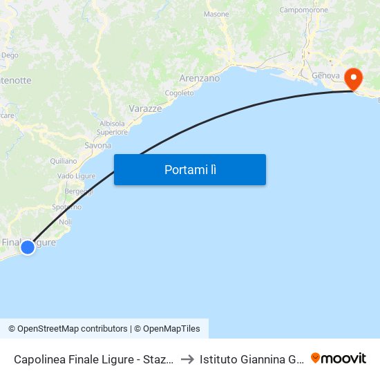 Capolinea Finale Ligure - Stazione FS to Istituto Giannina Gaslini map