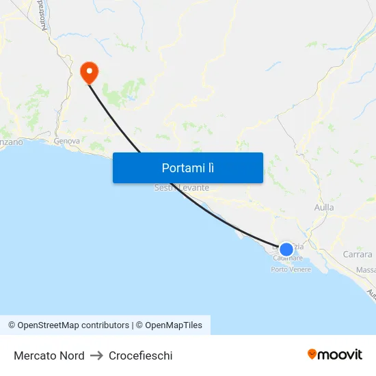 Mercato Nord to Crocefieschi map