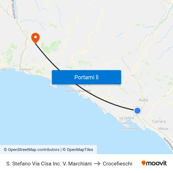 S. Stefano Via Cisa Inc. V. Marchiani to Crocefieschi map