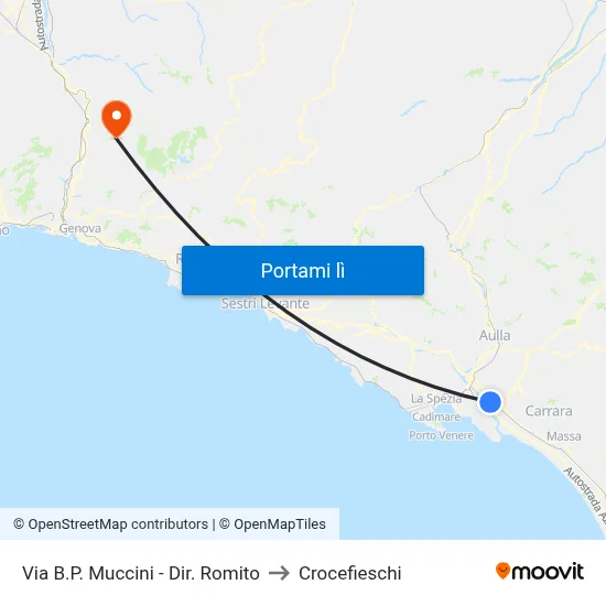 Via B.P. Muccini - Dir. Romito to Crocefieschi map