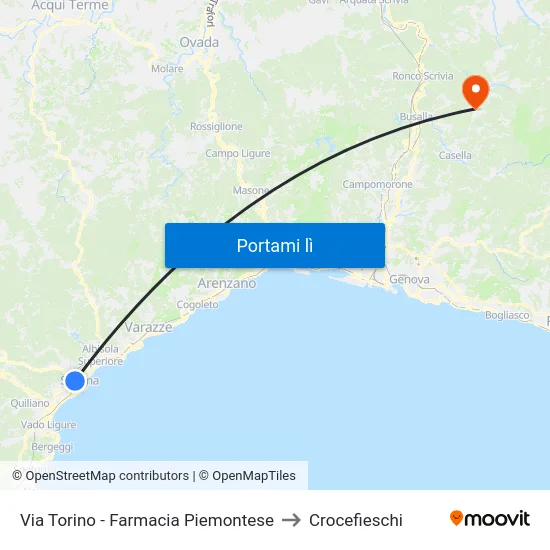 Via Torino - Farmacia Piemontese to Crocefieschi map