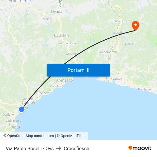 Via Paolo Boselli - Ovs to Crocefieschi map