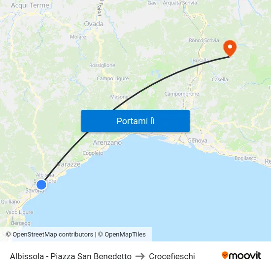 Albissola - Piazza San Benedetto to Crocefieschi map