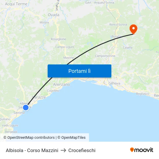 Albisola - Corso Mazzini to Crocefieschi map