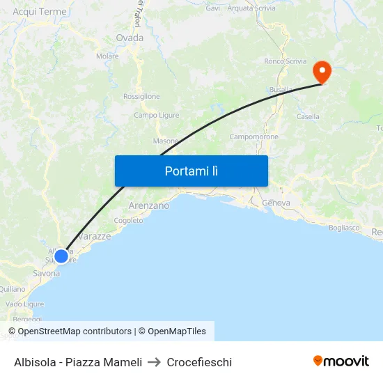 Albisola - Piazza Mameli to Crocefieschi map