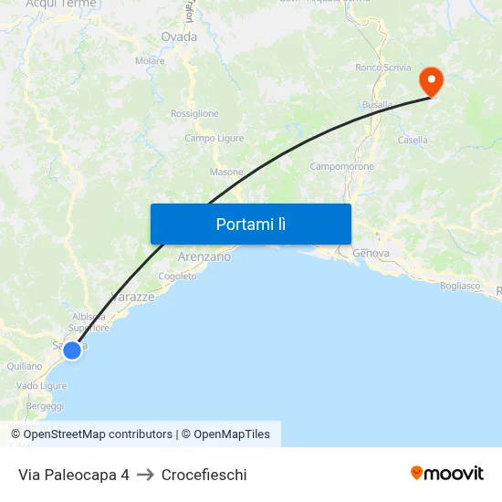 Via Paleocapa 4 to Crocefieschi map