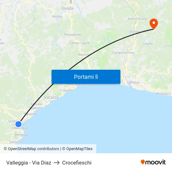 Valleggia - Via Diaz to Crocefieschi map