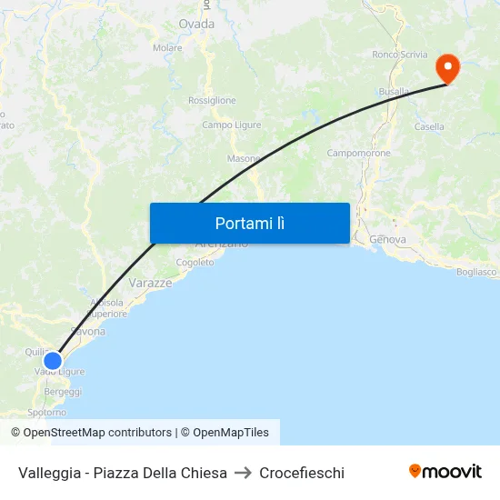 Valleggia - Piazza Della Chiesa to Crocefieschi map