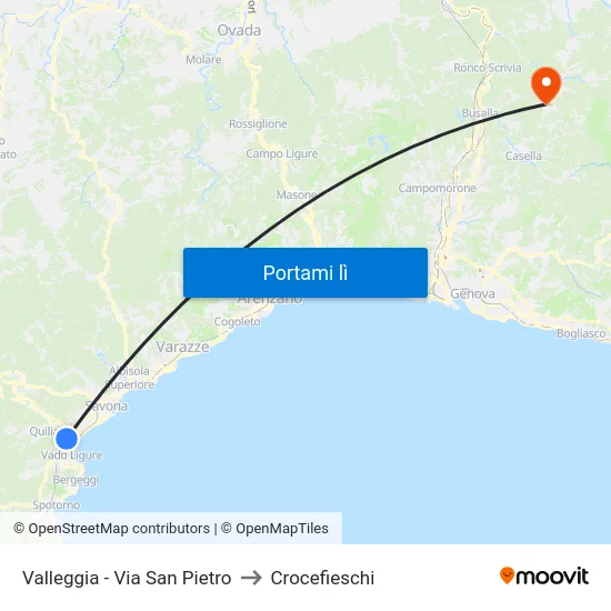 Valleggia - Via San Pietro to Crocefieschi map