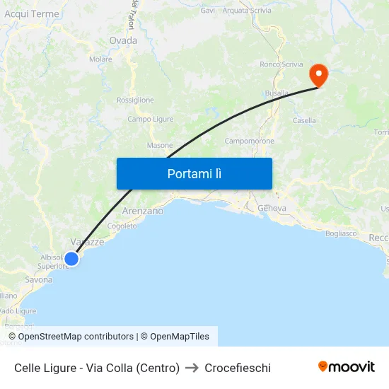 Celle Ligure - Via Colla (Centro) to Crocefieschi map