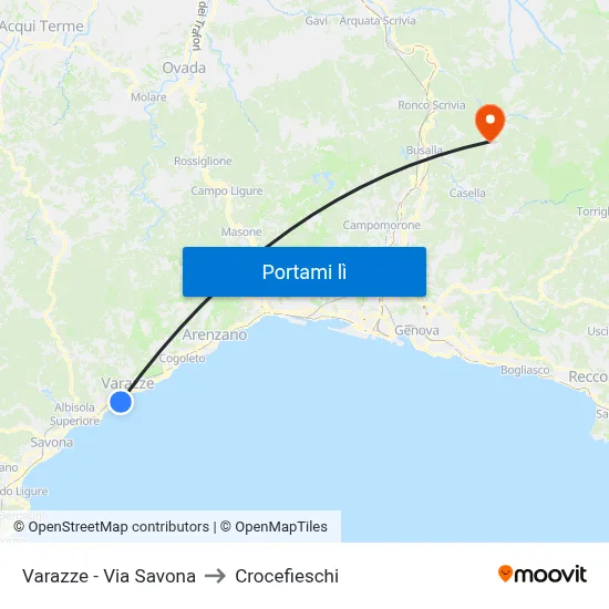 Varazze - Via Savona to Crocefieschi map