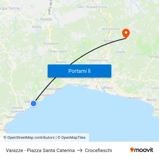 Varazze - Piazza Santa Caterina to Crocefieschi map